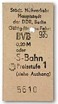 DDR - Ostberlin - Fahrkarte für U- und S-Bahn