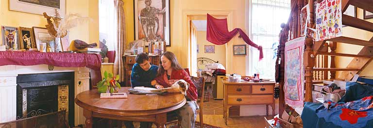 Daniel Raubenheimer and Nanette Lloyd in their living room