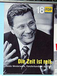 Wahlplakat der FDP: "Die Zeit ist reif"