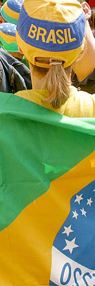 World Cup final celebration:  Brazilian supporter