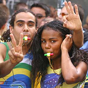 World Cup final celebration:  Brazilian couple