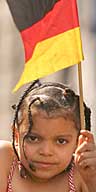 World Cup final celebration:  gril with german flag