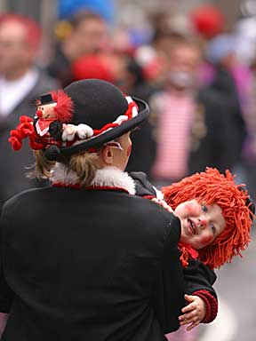 Carnival Monday Parade Cologne 2003 mother with child