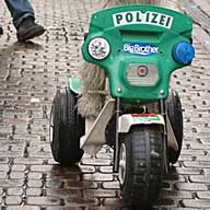 Carnival Monday Parade Cologne 2003 - police dog on motor cycle