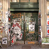 Berlin-Kreuzberg, Oranienstraße,  house entrance with Graffiti