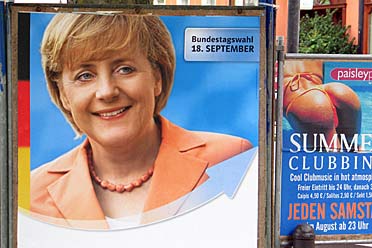 Wahlplakat der CDU mit Angela Merkel