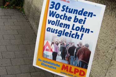Wahlplakat der MLPD: 30 Stunden-Woche bei vollem Lohnausgleich